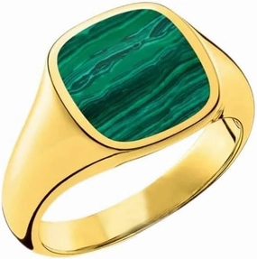 Malachite Ring for Men 10K/14K/18K Solid Real Yellow Gold 2CT Natural Malachite Rings for Men Malachite Handmade for Men’s Ring Square Malachite Rings Luxury Jewelry Gift Wedding Size 4-18