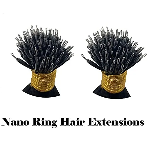 Malaysian Nano Ring Hair Extensions Human Hair Kinky Curly Nano Tip Bead Human Hair Extensions For Women Black and Brown Color (20inch 100strand, Natural Color)
