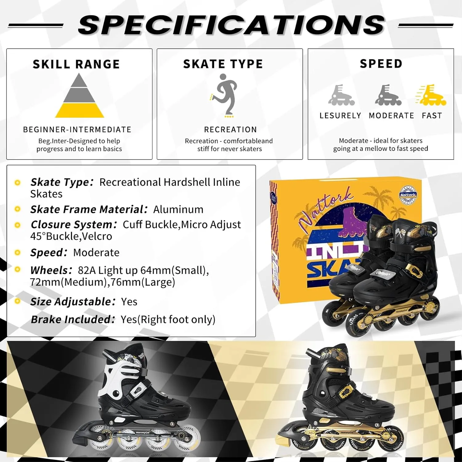 MammyGol Inline Skates for Boys and Girls Youth, 4 Size Adjustable Roller Skates with PU Flashing Wheels, Aggressive Inline Skates High Performance for Kids Age 6-12