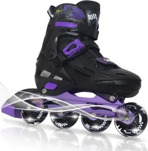 MammyGol Inline Skates for Boys and Girls Youth, 4 Size Adjustable Roller Skates with PU Flashing Wheels, Aggressive Inline Skates High Performance for Kids Age 6-12