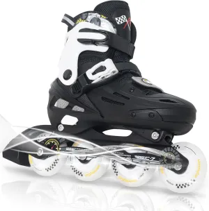 MammyGol Inline Skates for Boys and Girls Youth, 4 Size Adjustable Roller Skates with PU Flashing Wheels, Aggressive Inline Skates High Performance for Kids Age 6-12