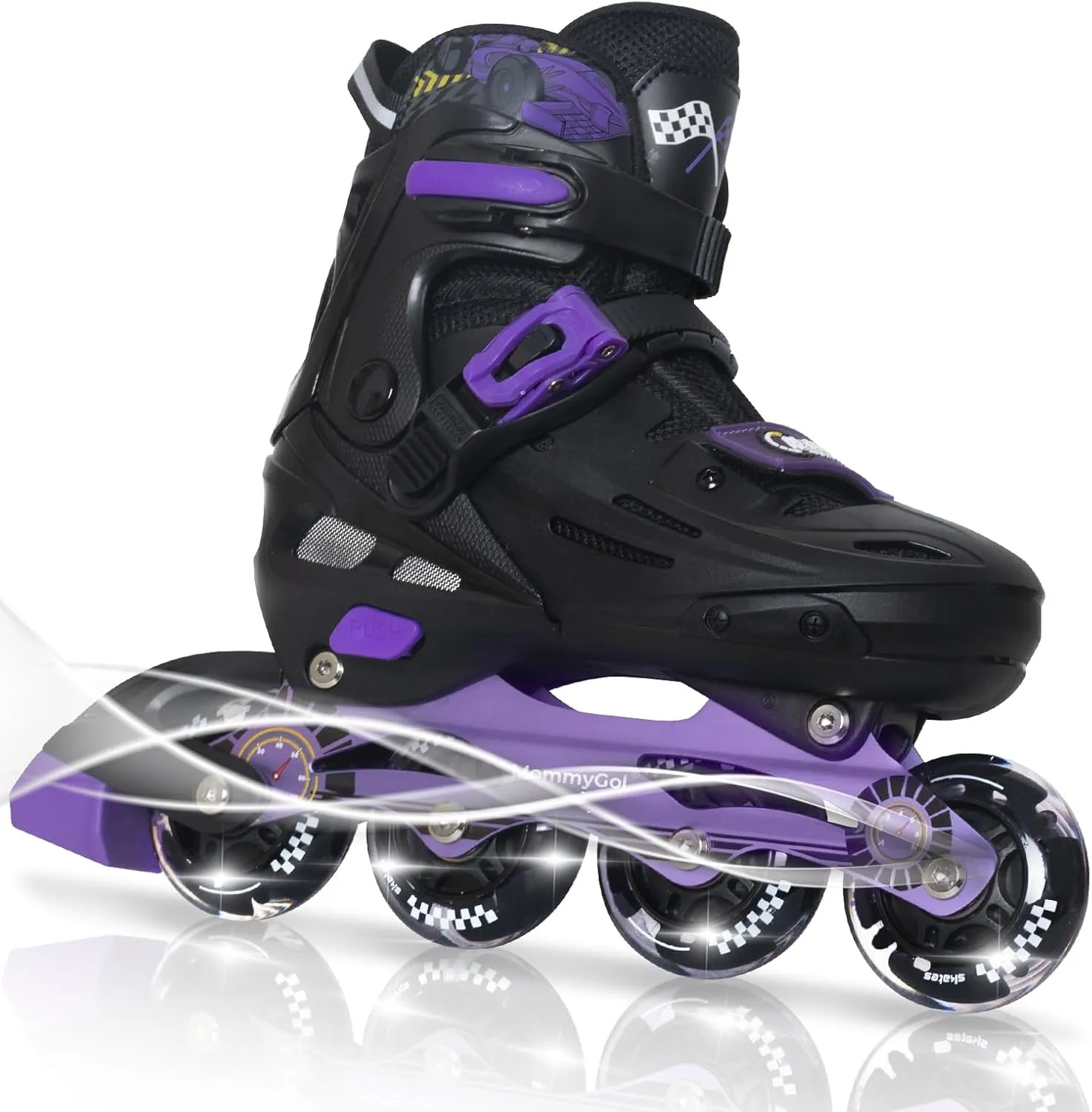 MammyGol Inline Skates for Boys and Girls Youth, 4 Size Adjustable Roller Skates with PU Flashing Wheels, Aggressive Inline Skates High Performance for Kids Age 6-12