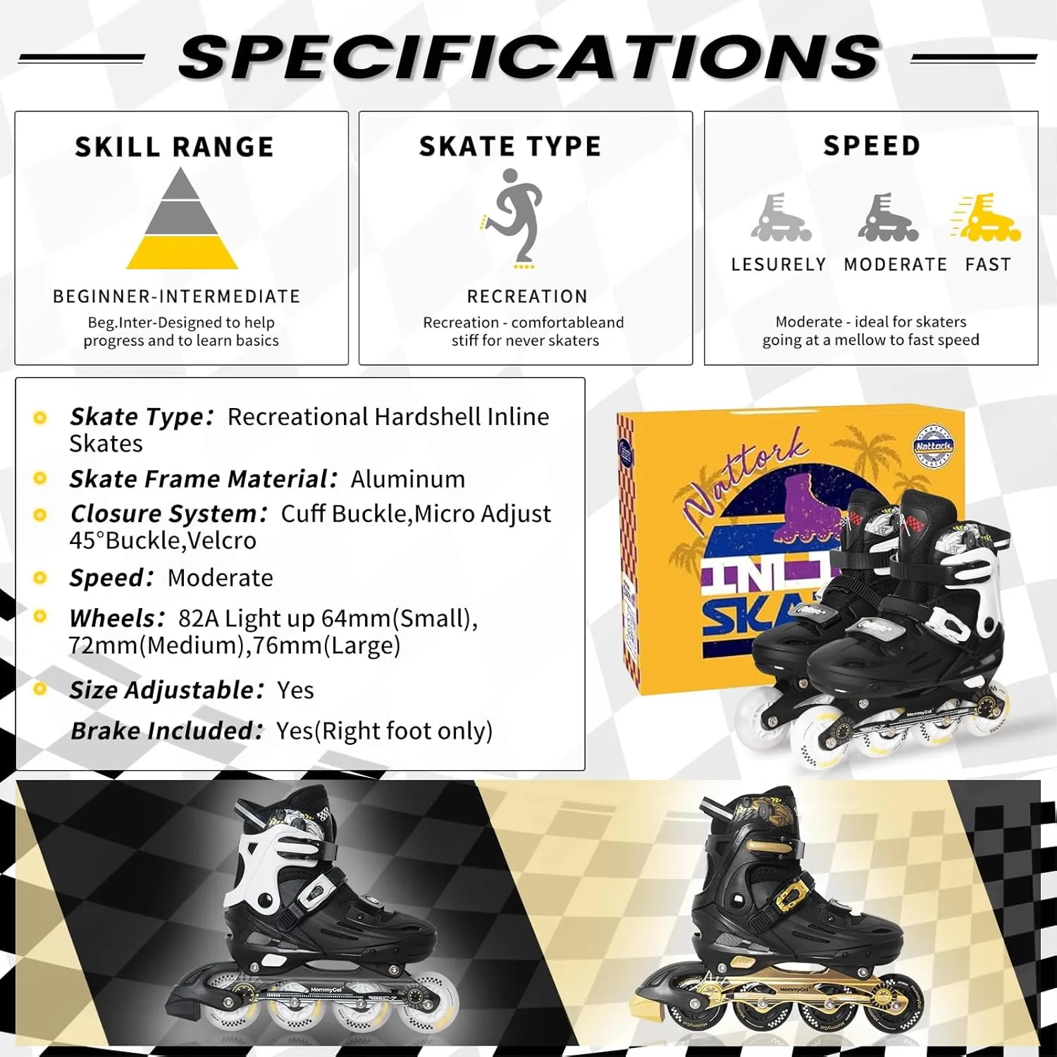 MammyGol Inline Skates for Boys and Girls Youth, 4 Size Adjustable Roller Skates with PU Flashing Wheels, Aggressive Inline Skates High Performance for Kids Age 6-12