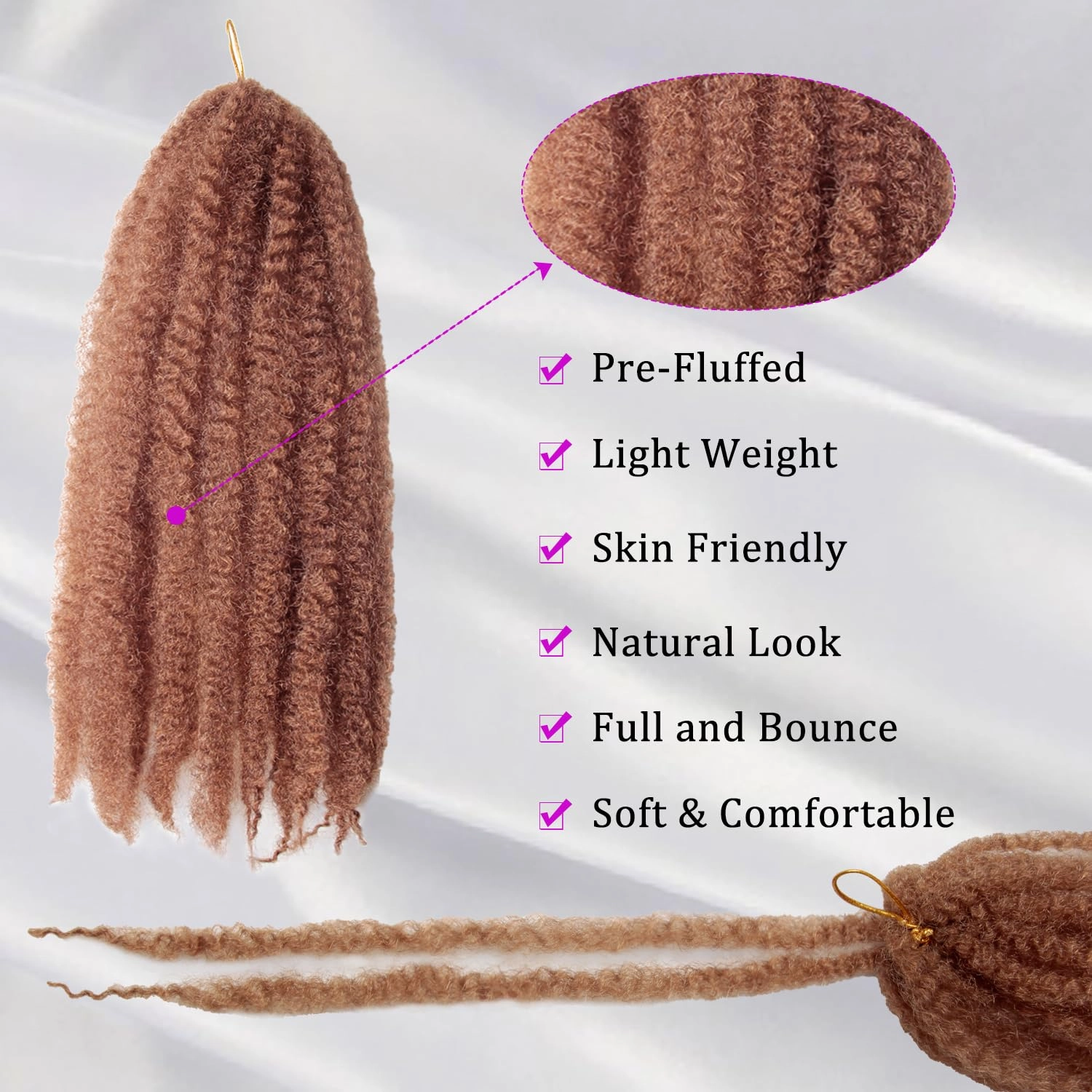 Marley Twist Braiding Hair 14 inch Afro Kinky Curly Crochet Braids 8 Packs Cuban Twist Crochet Braids Synthetic Low Maintenance Skin-Friendly Marley Hair Extensions(27#, Packs of 8)