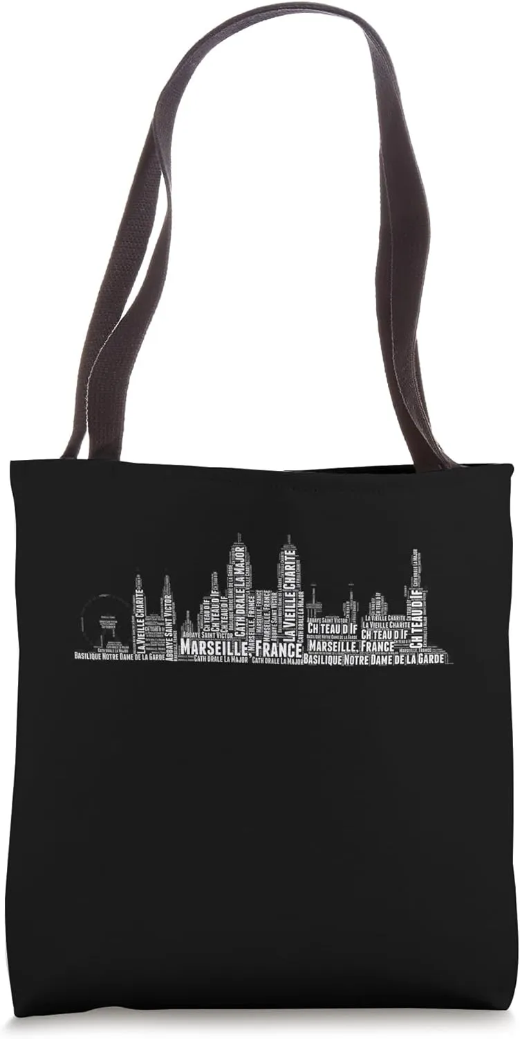 Marseille France Word Cloud Art Skyline Cityscape Tote Bag