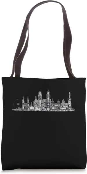 Marseille France Word Cloud Art Skyline Cityscape Tote Bag
