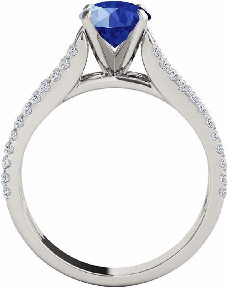 MauliJewels 1.24 Carat Halo Unique Design Sapphire And Diamond Engagement Ring Crafted 4-prong 14k Solid White Gold