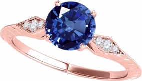 MauliJewels Rings for Women 0.83 Carat Diamond And Sapphire Ring prong 14K Rose Gold