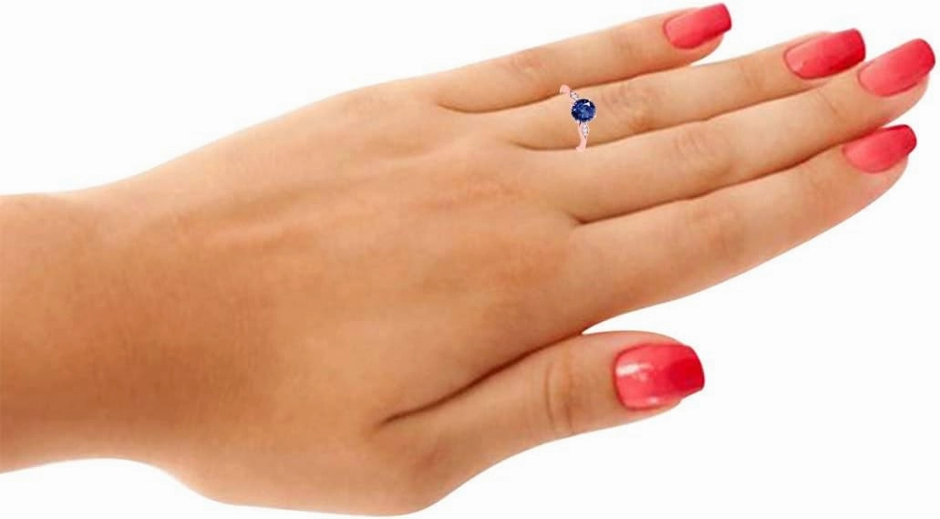 MauliJewels Rings for Women 0.83 Carat Diamond And Sapphire Ring prong 14K Rose Gold