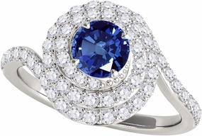 MauliJewels Rings for Women 1.9 Carat Interwined Design Diamond And Sapphire Ring prong 14k White Gold