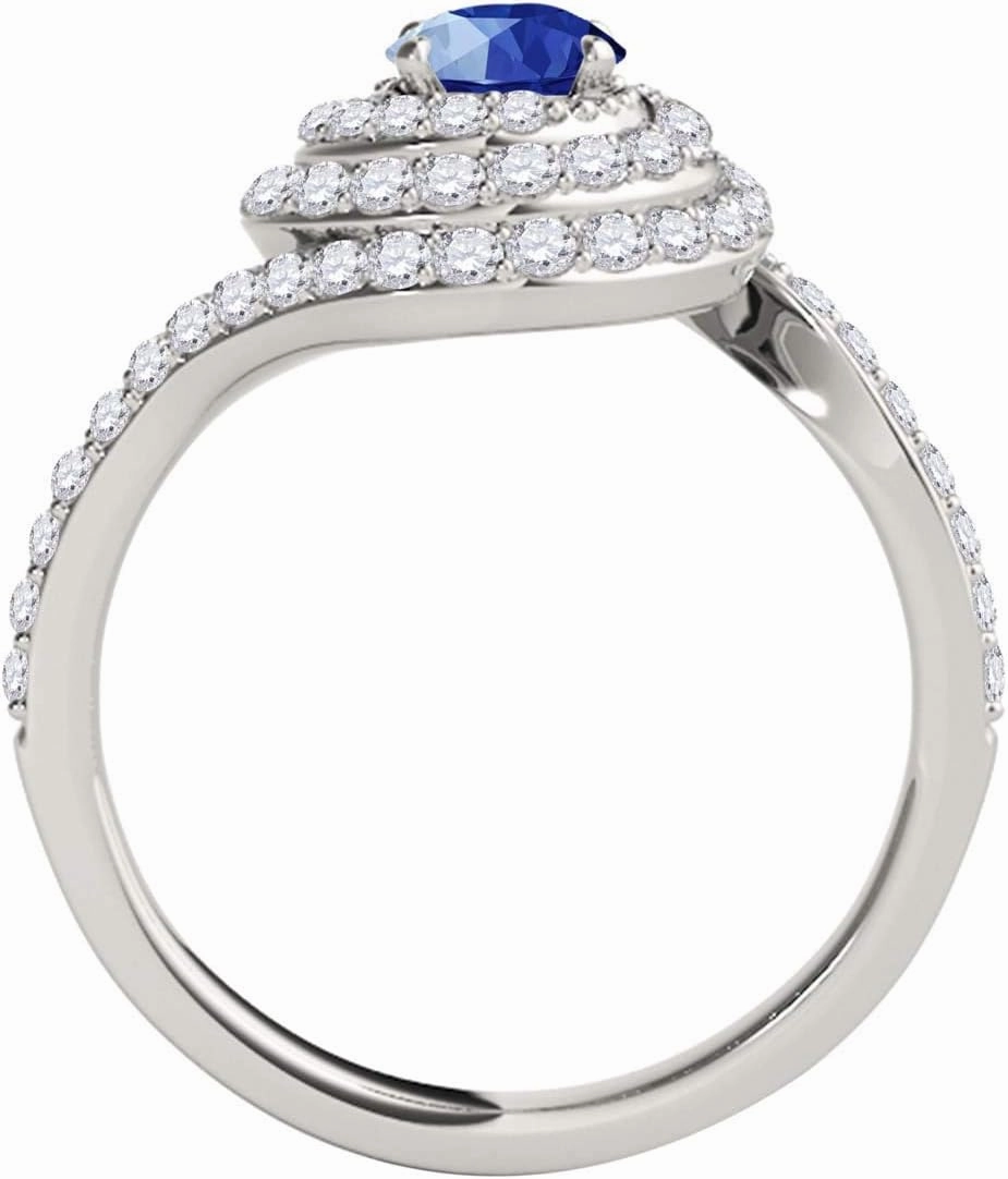 MauliJewels Rings for Women 1.9 Carat Interwined Design Diamond And Sapphire Ring prong 14k White Gold