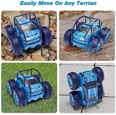 MaxTronic Amphibious Remote Control Car,Rechargeable RC Cars Toy 360° Flips Rotation Stunt Crawler 15KM/H 4WD All Terrain Outdoor Indoor Toy for Kids Boys Girls 3-12