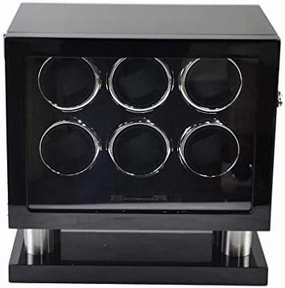 Mechanical Watch Shaker Wooden Double Automatic Watch Winder Storage Boxes for 6 Watches with Led Light (Color : A) (B)