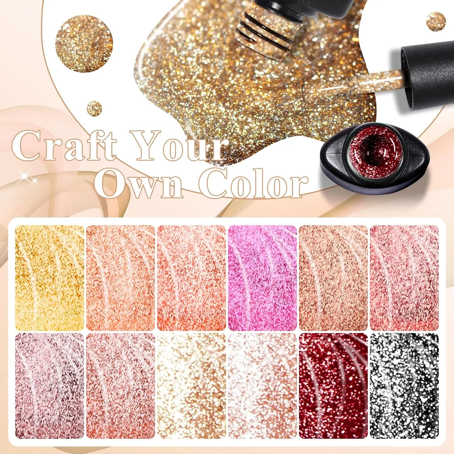MEET ACROSS Brown Cat Eye Gel Nail Polish Set 18PCS Glitter Gel Polish Kit Gold Gel Amber Caramel Shimmer Nail Polish Kit Reflective Fall Translucent Cateye Gel Polish Salon DIY Gifts