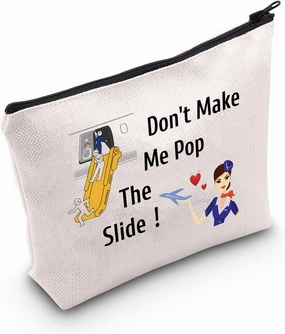 MEIKIUP Air Stewardess Cosmetic Bag Flight Attendant Gifts Stewardess Aviation Makeup Pouch Flight Graduation Gift (Pop The Slide bag)