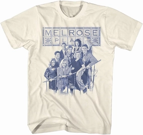 Melrose Place T Shirt Group Shot Adult Natural Short Sleeve 90s Drama TV Show Vintage Style Graphic Tees
