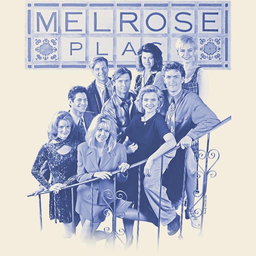 Melrose Place T Shirt Group Shot Adult Natural Short Sleeve 90s Drama TV Show Vintage Style Graphic Tees