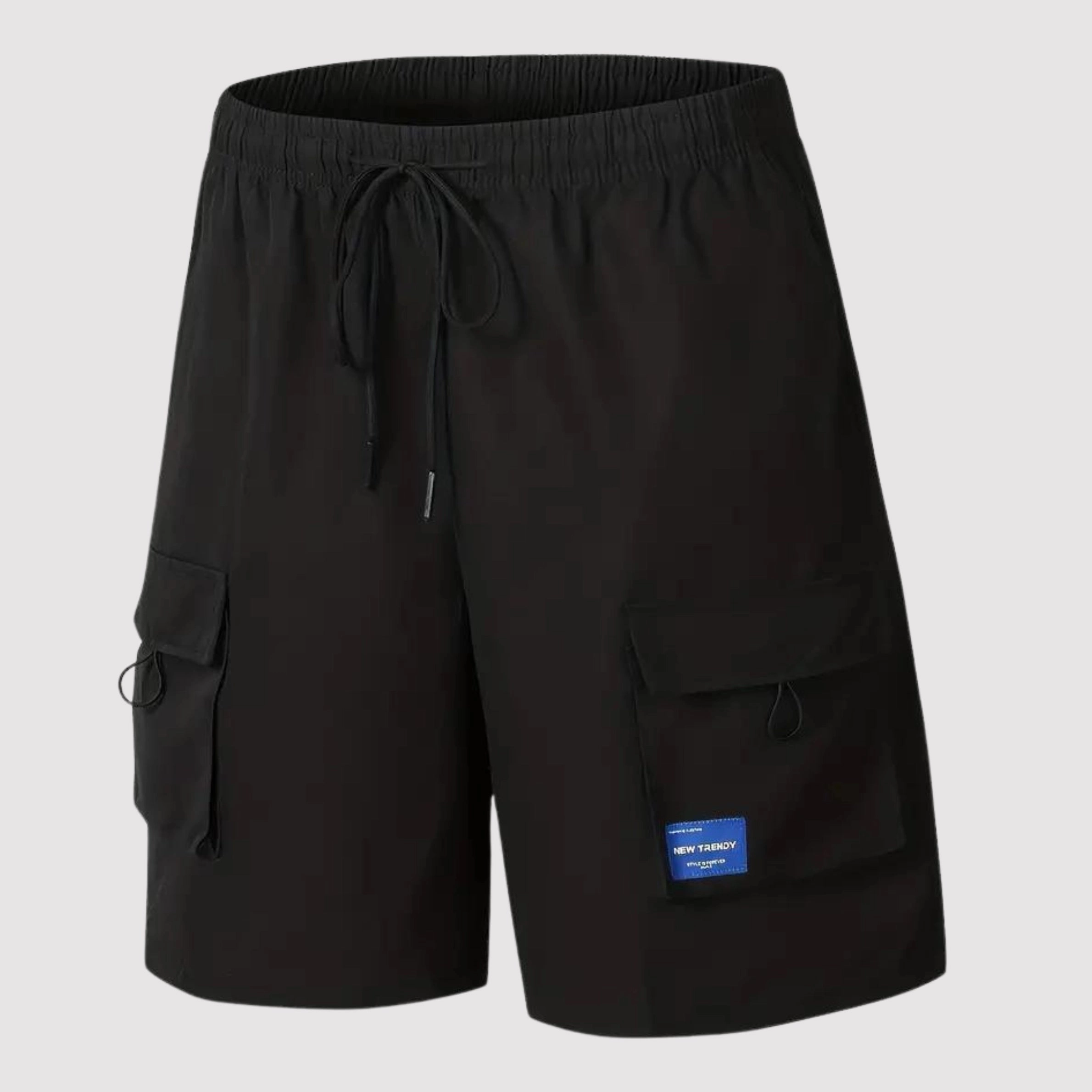Men's Black Cargo Shorts - Quick-Dry, Lightweight, Multi-Pocket, Adjustable