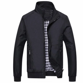 Men's Black Lightweight Water-Resistant Bomber Jacket