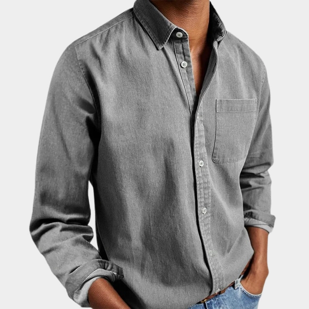 Men's Black Long Sleeve Casual Shirt - Stylish & Lightweight