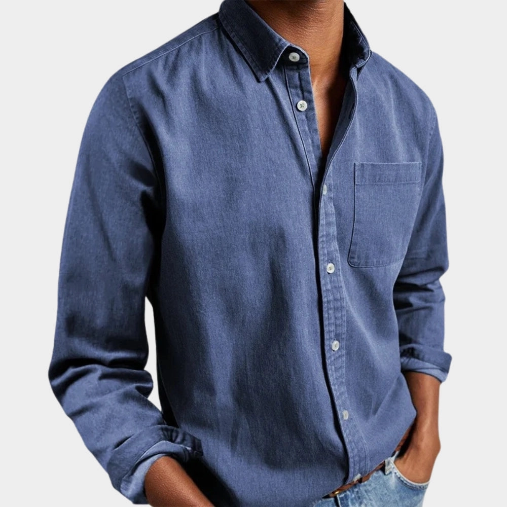 Men's Black Long Sleeve Casual Shirt - Stylish & Lightweight