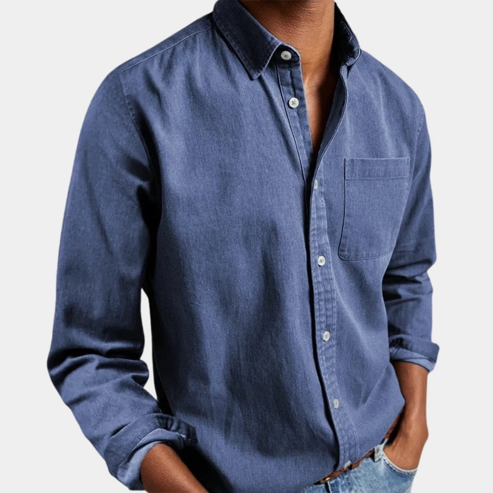 Men's Black Long Sleeve Casual Shirt - Stylish & Lightweight
