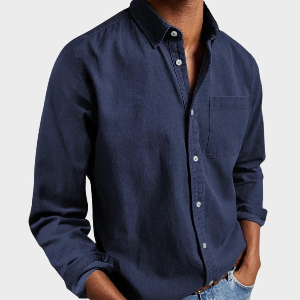Men's Black Long Sleeve Casual Shirt - Stylish & Lightweight