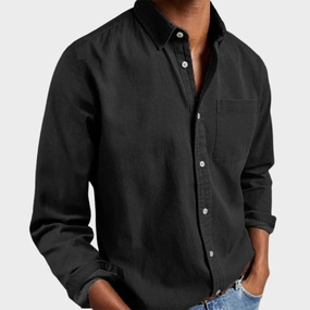 Men's Black Long Sleeve Casual Shirt - Stylish & Lightweight