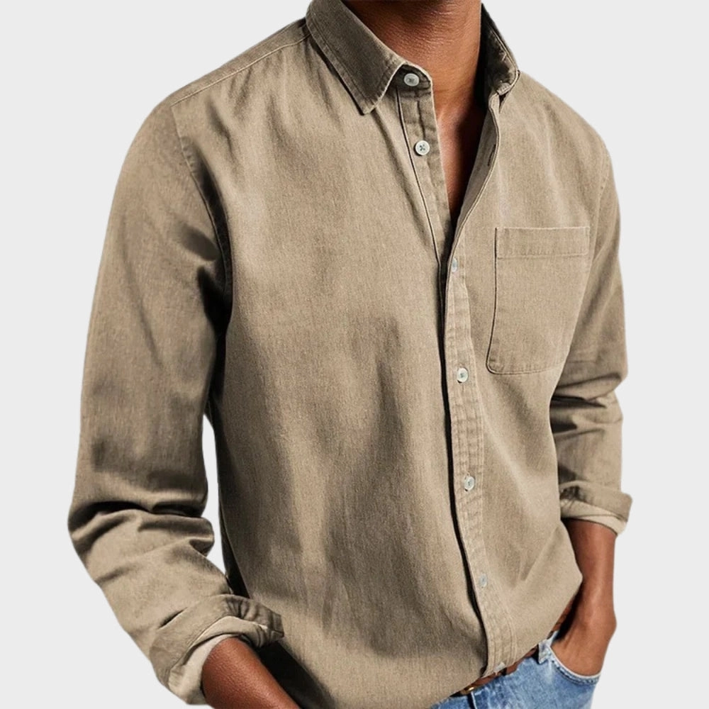 Men's Black Long Sleeve Casual Shirt - Stylish & Lightweight