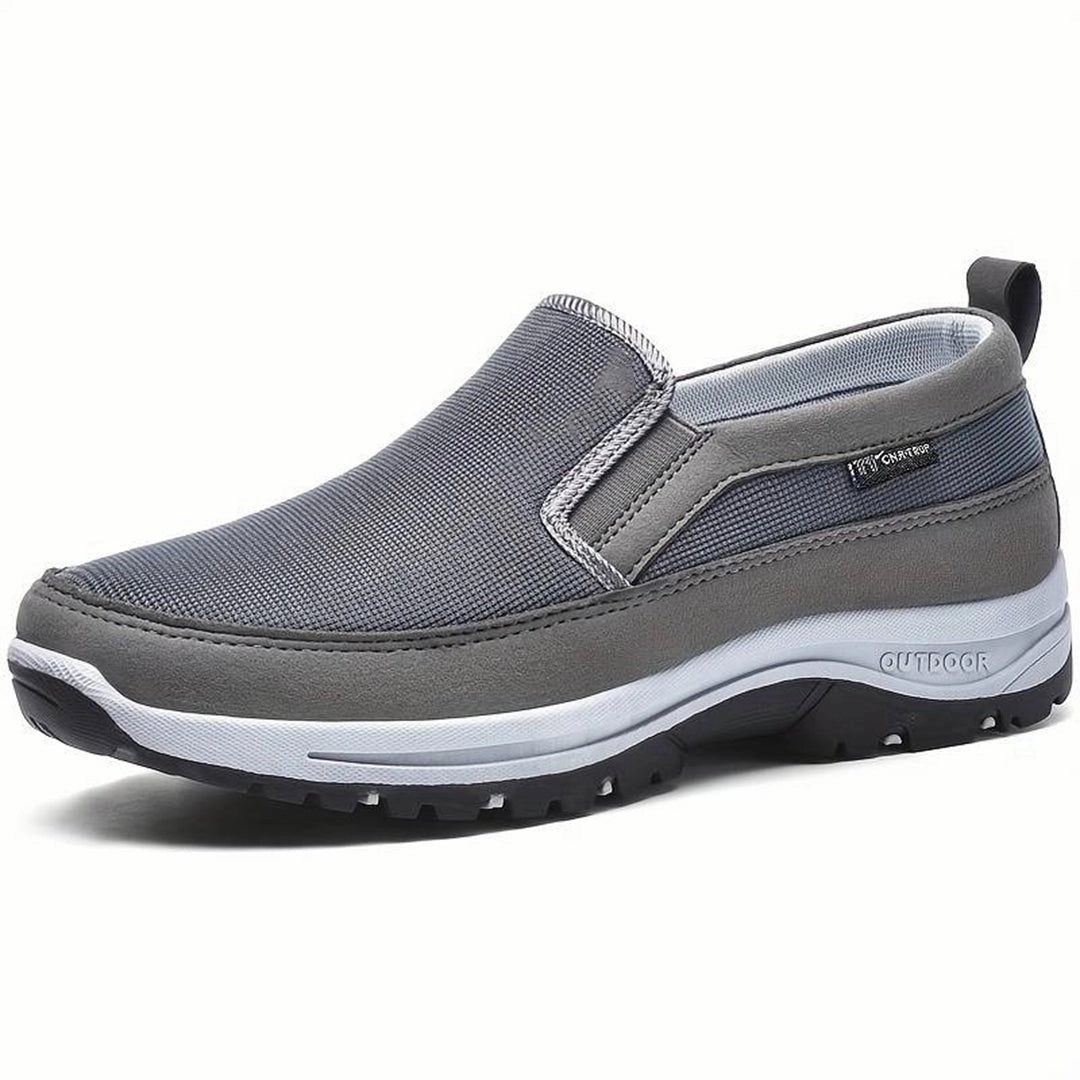 Men's Black Slip-On Walking Shoes - Lightweight, Breathable, Cushioned