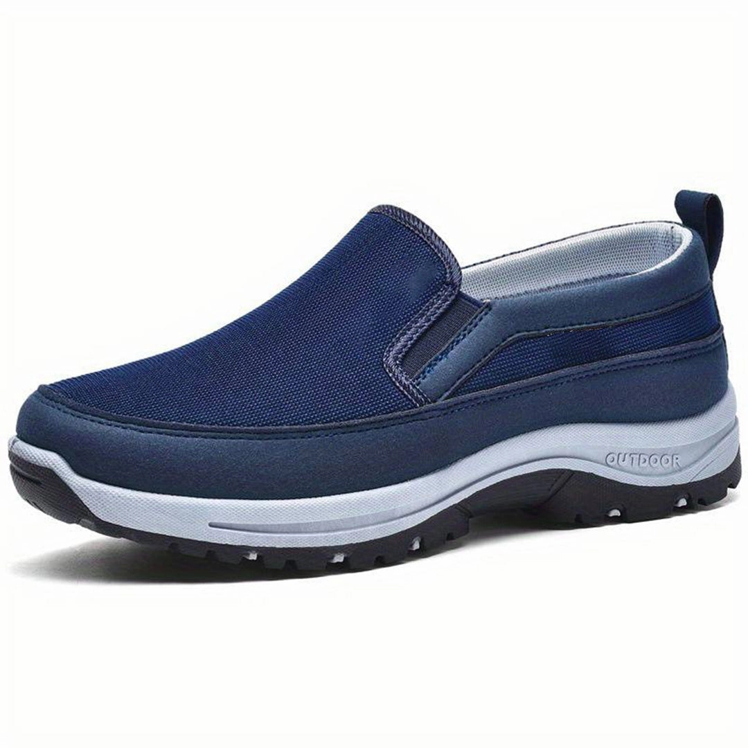 Men's Black Slip-On Walking Shoes - Lightweight, Breathable, Cushioned