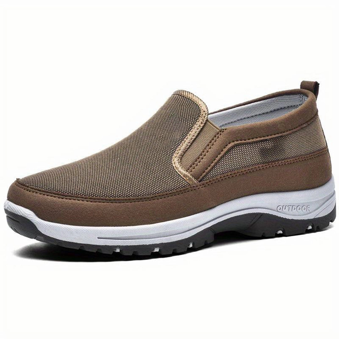 Men's Black Slip-On Walking Shoes - Lightweight, Breathable, Cushioned