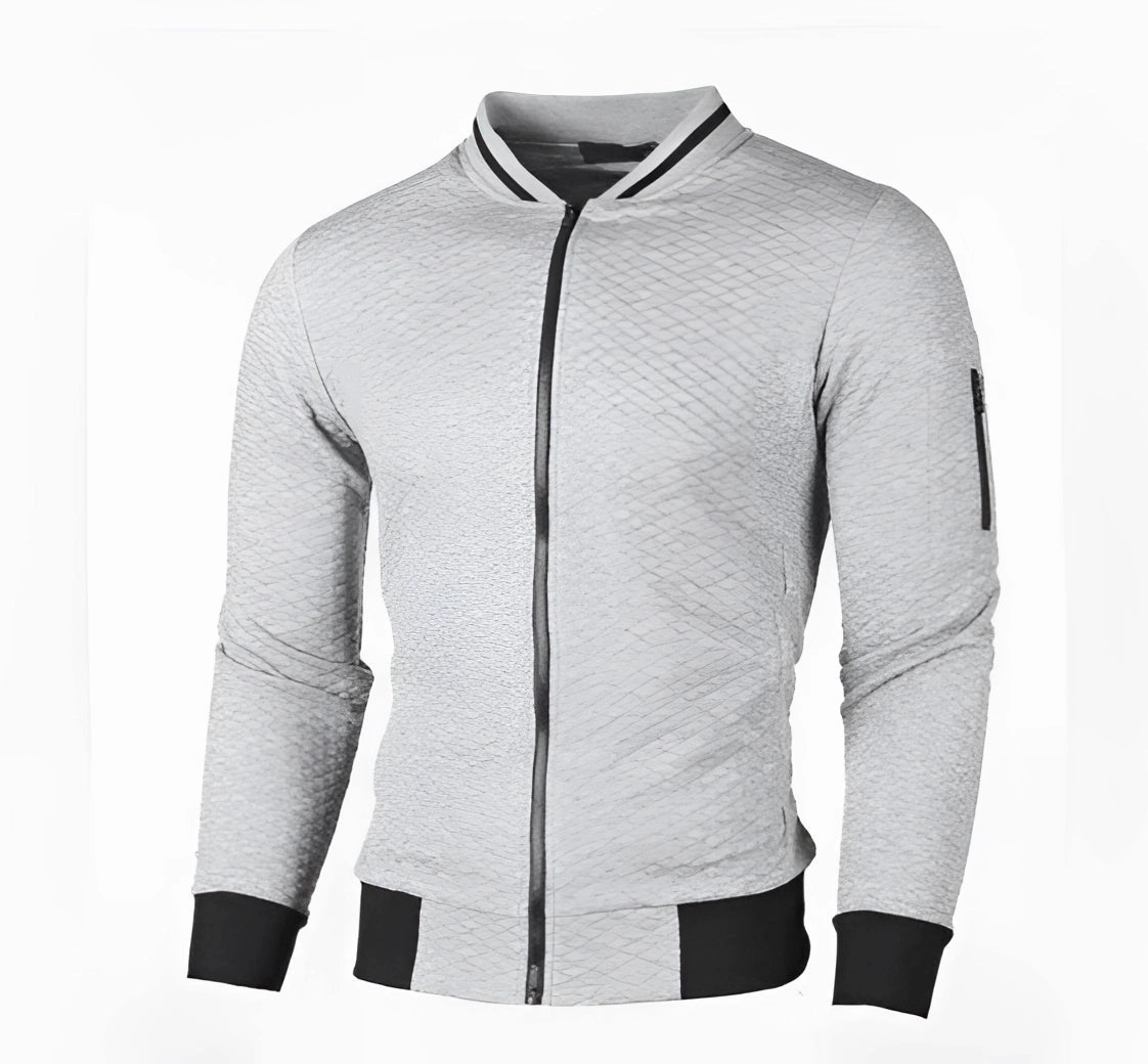 Men's Grey Bomber Jacket - Stylish Lightweight Spring Zip-Up