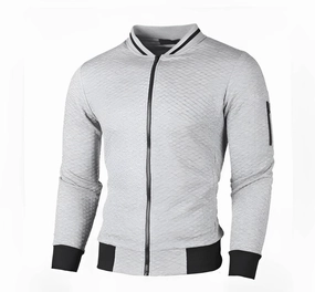 Men's Grey Bomber Jacket - Stylish Lightweight Spring Zip-Up