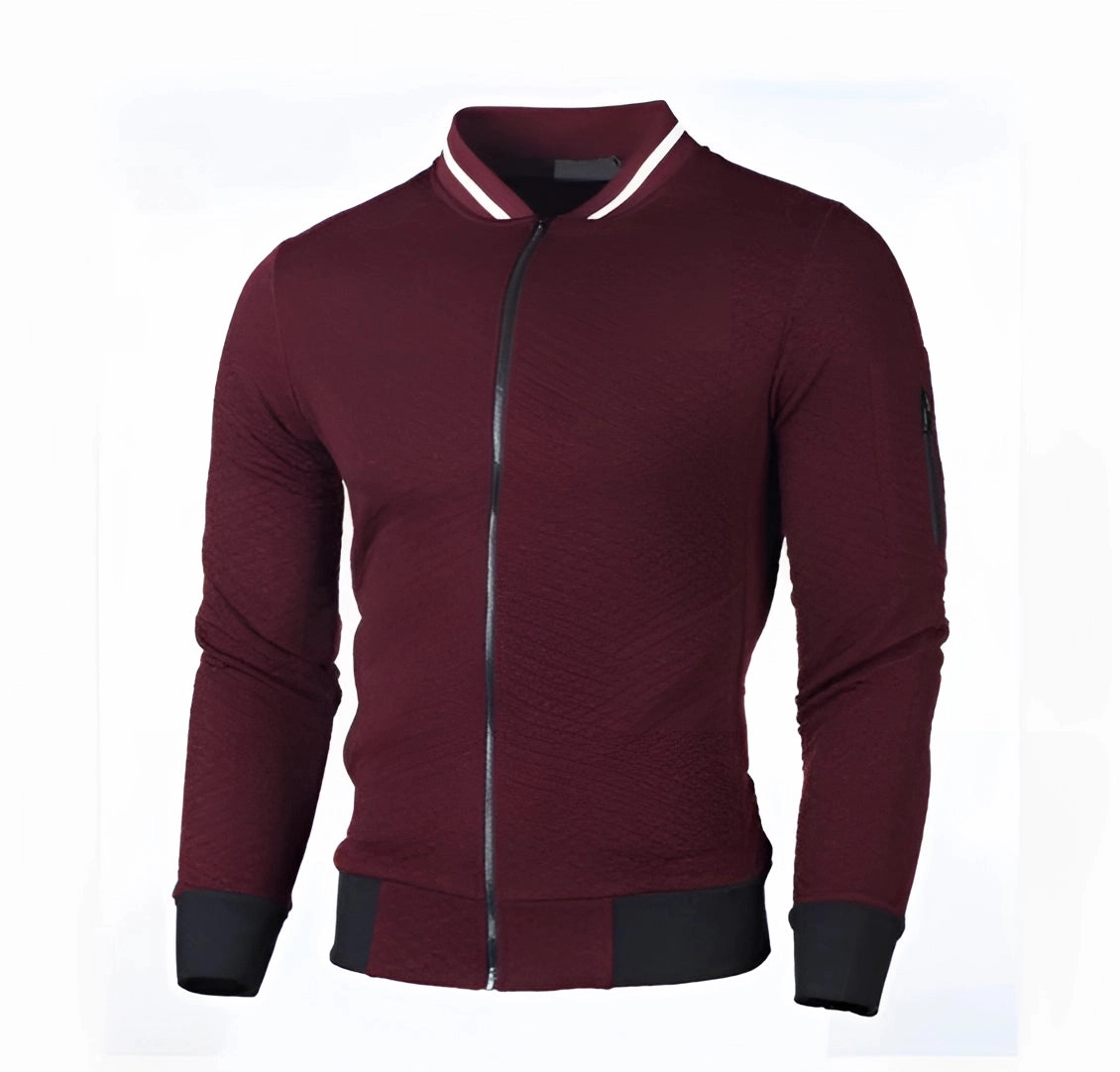 Men's Grey Bomber Jacket - Stylish Lightweight Spring Zip-Up