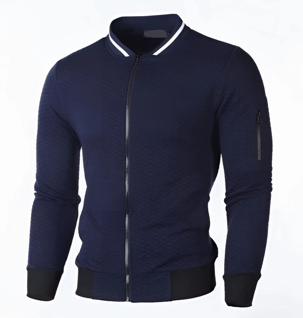 Men's Grey Bomber Jacket - Stylish Lightweight Spring Zip-Up