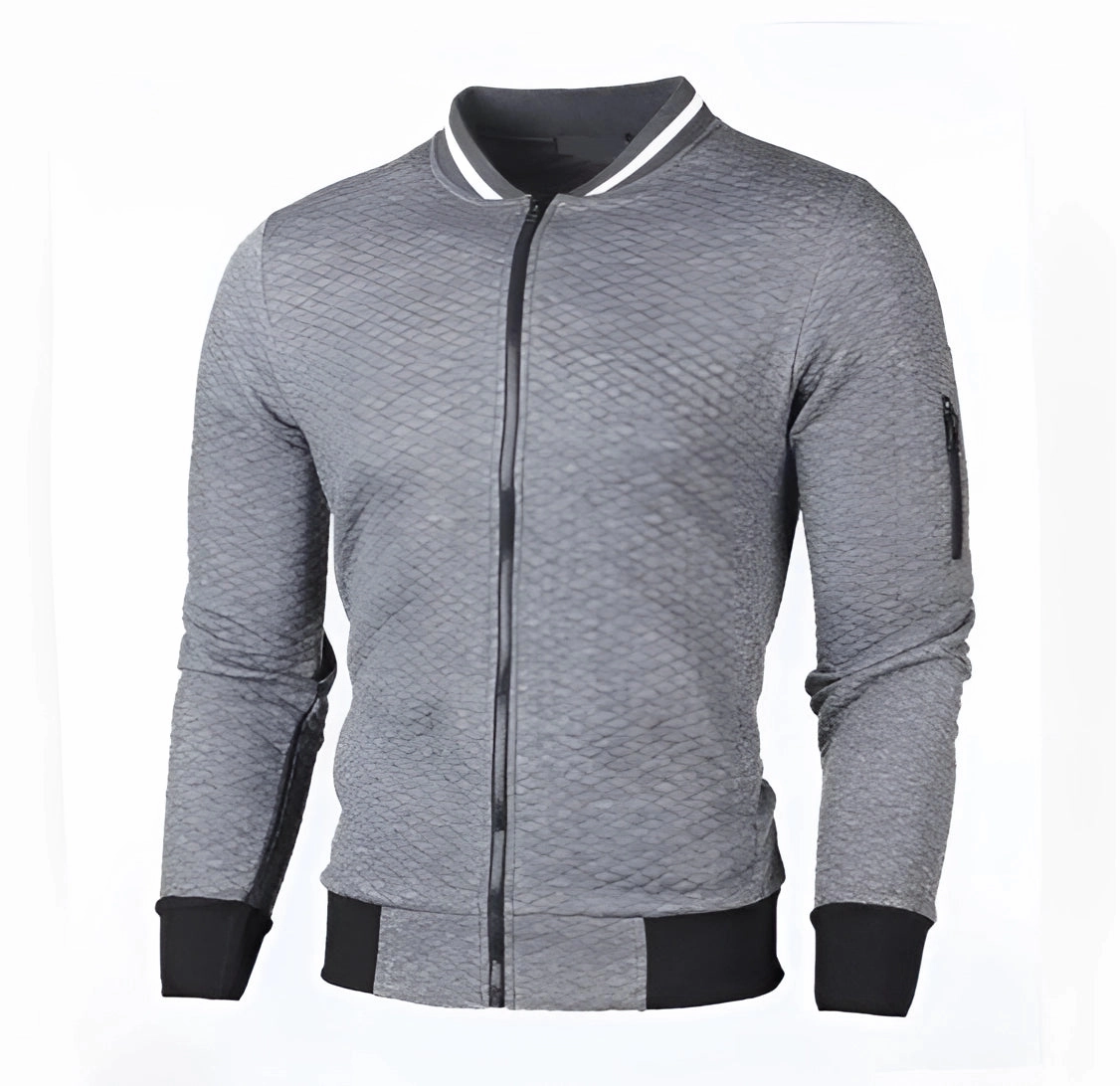 Men's Grey Bomber Jacket - Stylish Lightweight Spring Zip-Up
