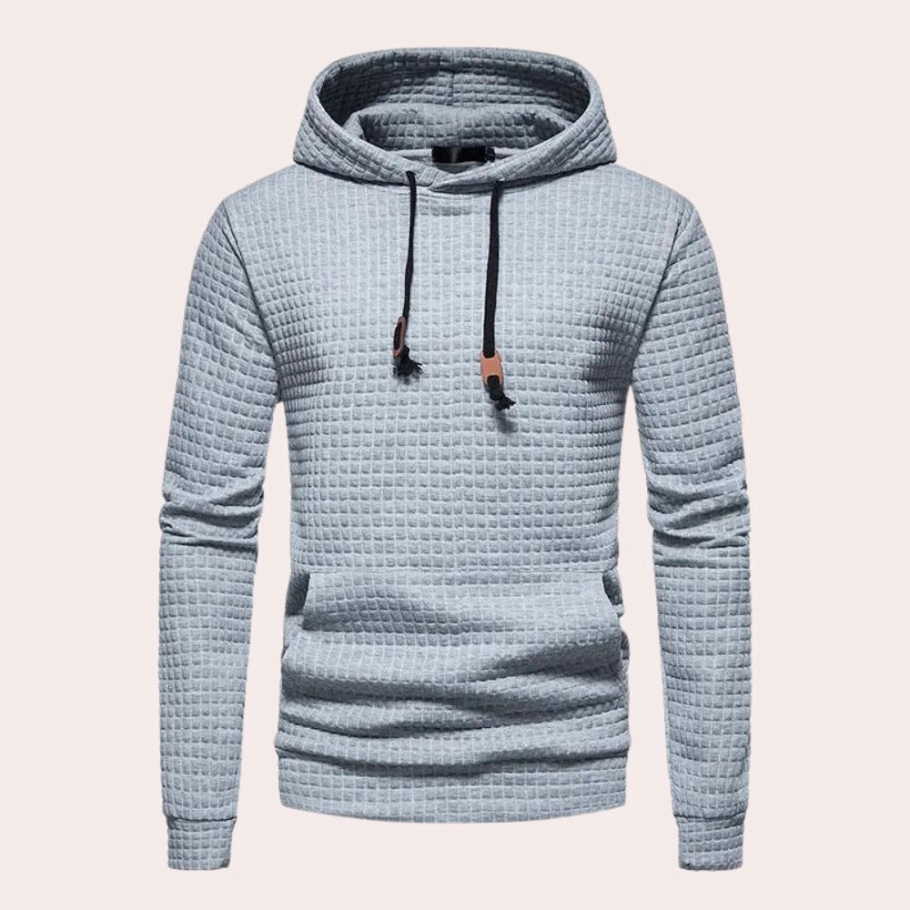 Men's Lightweight White Quilted Hoodie - Stylish & Textured