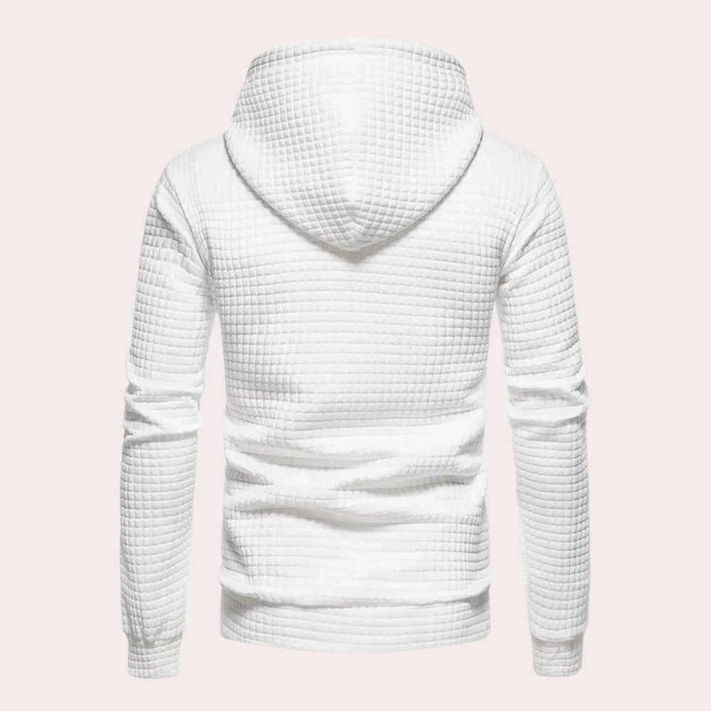 Men's Lightweight White Quilted Hoodie - Stylish & Textured