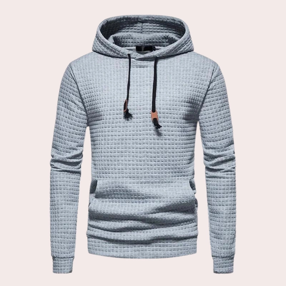 Men's Lightweight White Quilted Hoodie - Stylish & Textured
