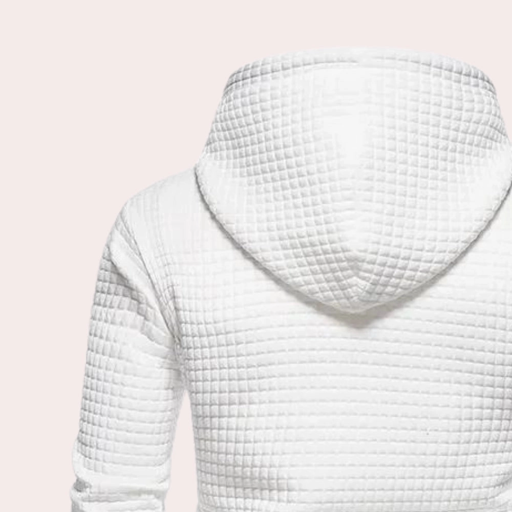 Men's Lightweight White Quilted Hoodie - Stylish & Textured
