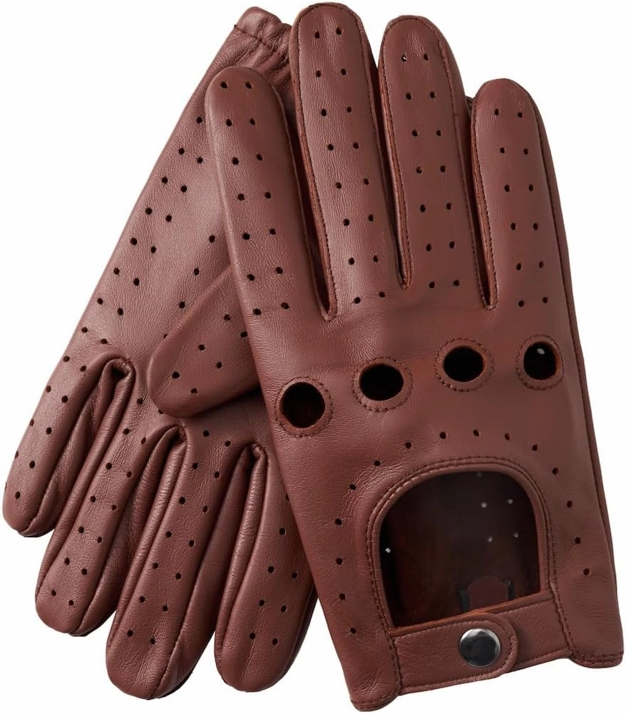Men's Touchscreen Leather Gloves - Unlined Lambskin Leather Driving Gloves