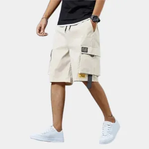 Men's Beige Utility Cargo Shorts - Lightweight, Multi-Pocket Summer Wear
