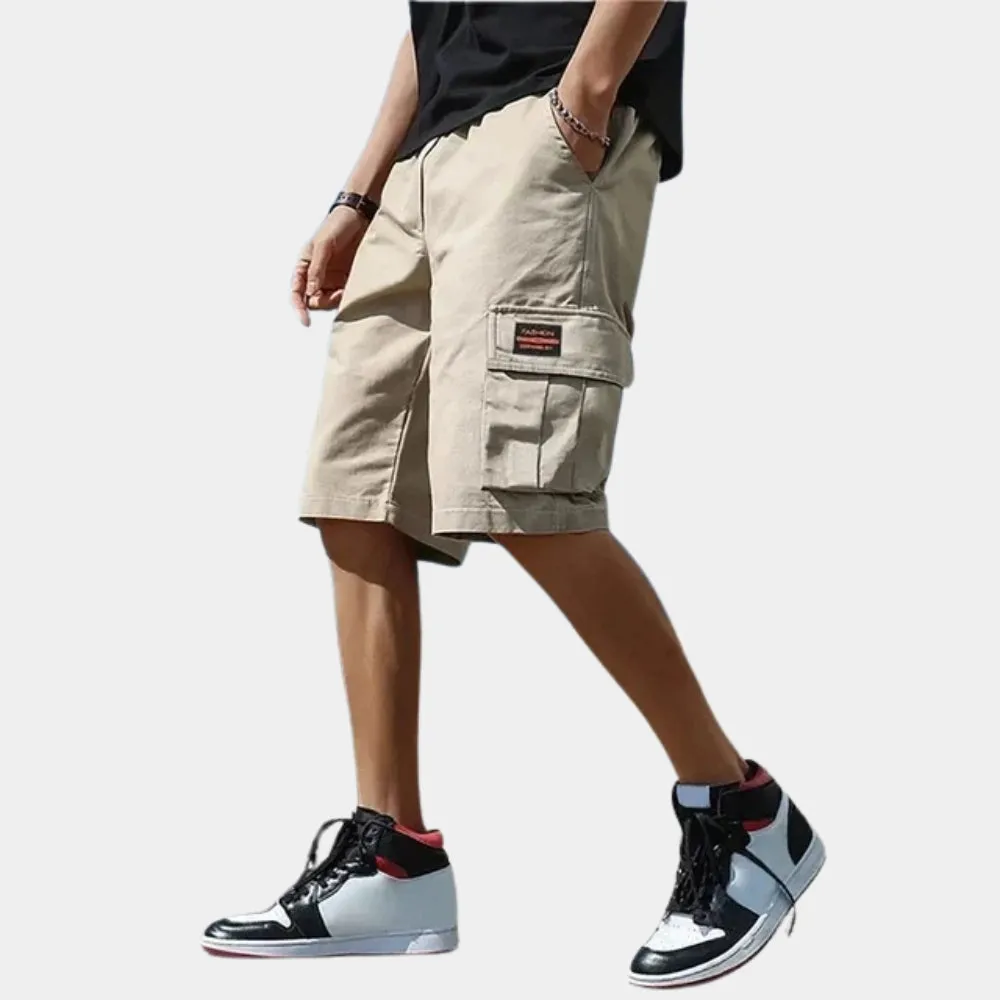 Men's Beige Utility Cargo Shorts - Lightweight, Multi-Pocket Summer Wear