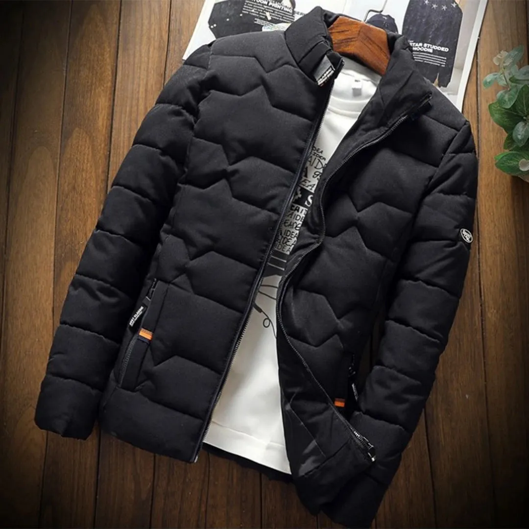 Men's Black Thermal Water-Resistant Puffer Jacket - Lightweight & Durable