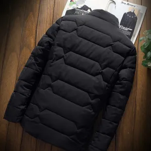Men's Black Thermal Water-Resistant Puffer Jacket - Lightweight & Durable