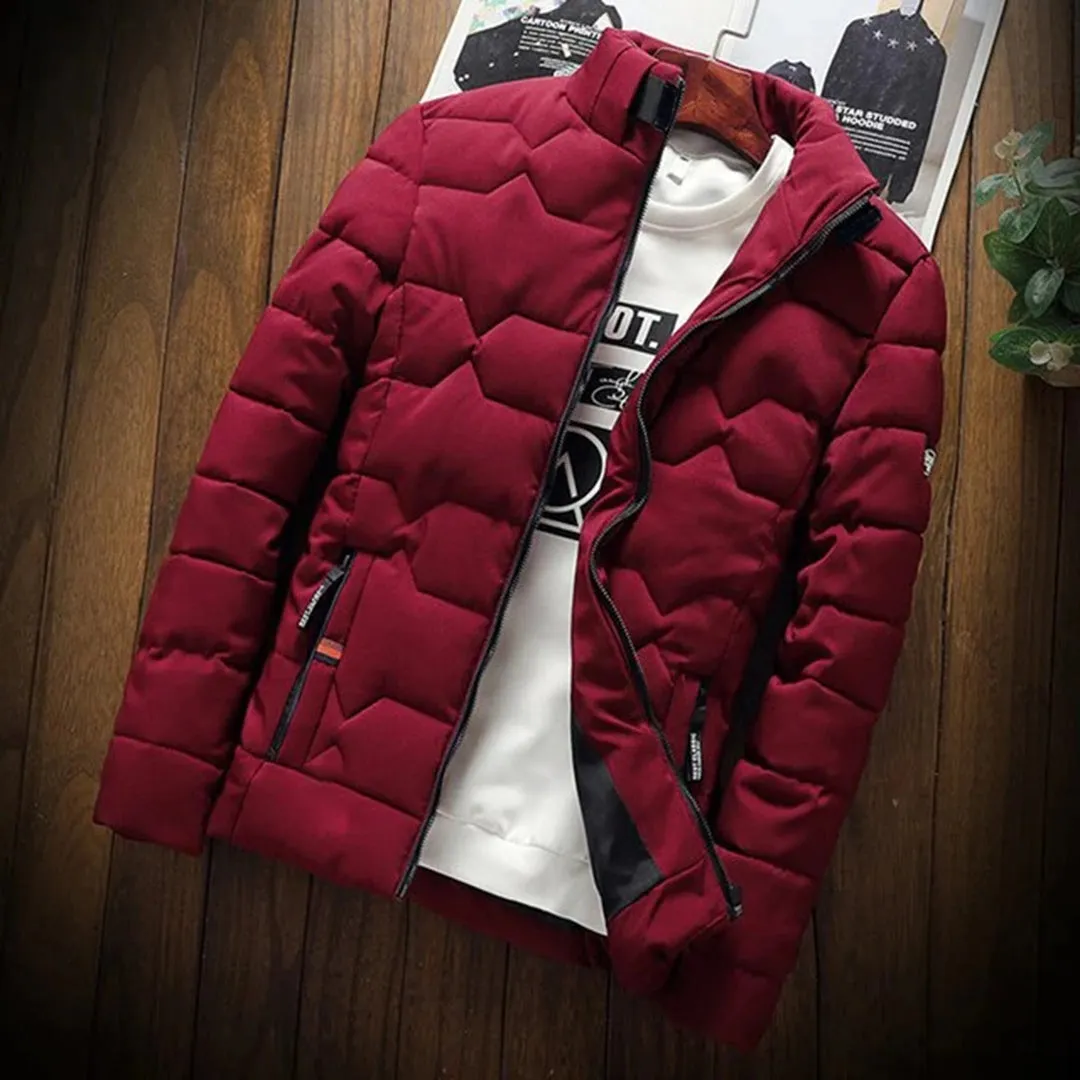 Men's Black Thermal Water-Resistant Puffer Jacket - Lightweight & Durable