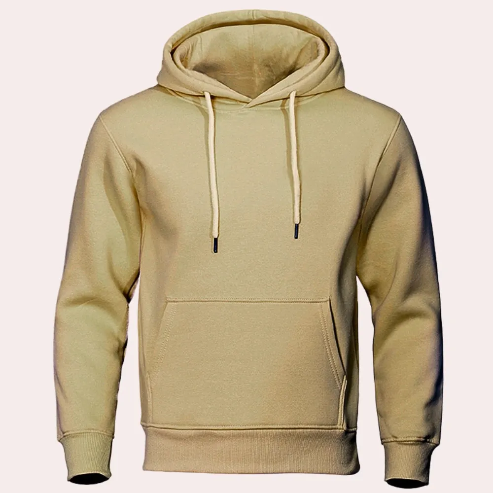 Men's Fleece-Lined Tan Zip-Up Hoodie - Lightweight Everyday Comfort