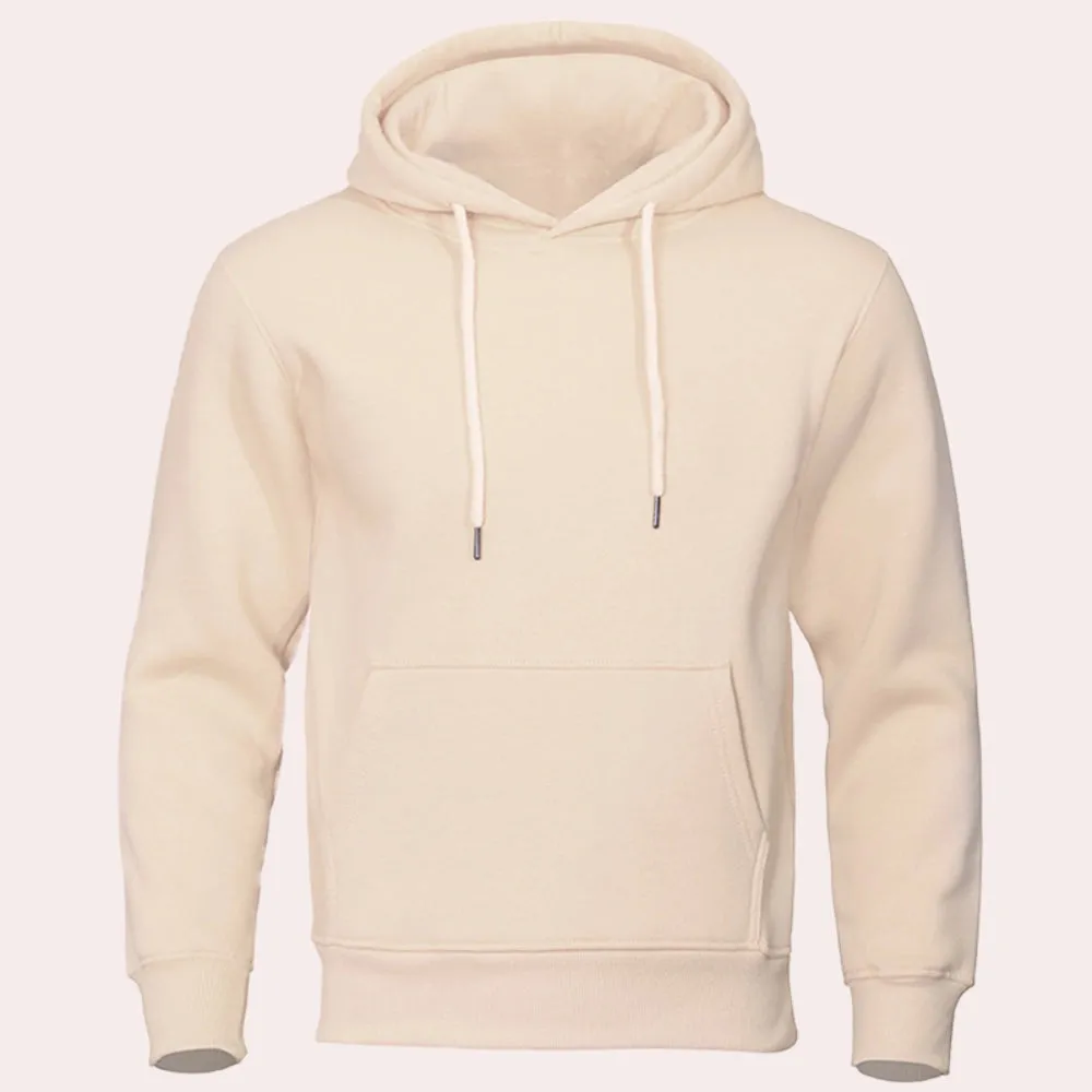 Men's Fleece-Lined Tan Zip-Up Hoodie - Lightweight Everyday Comfort