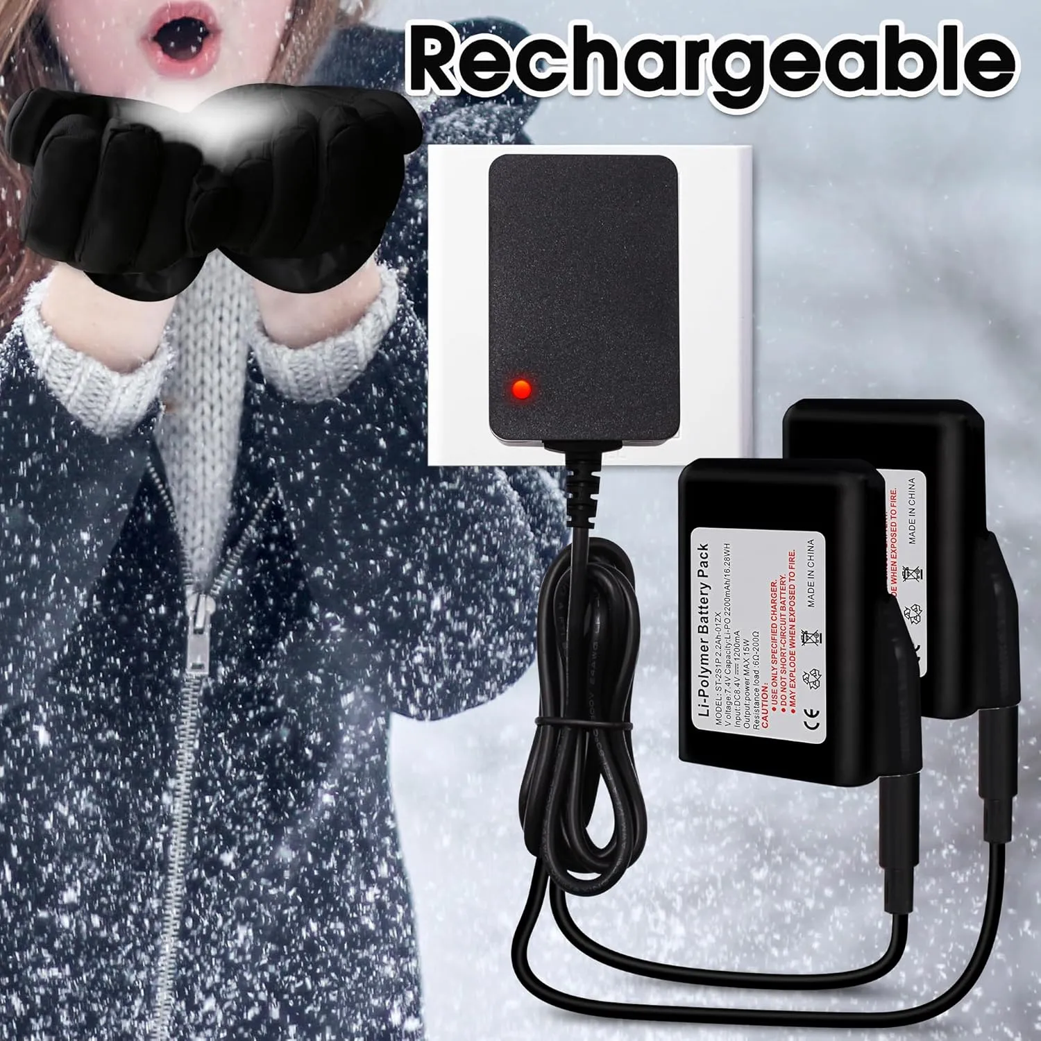 Men's Heated Gloves - Rechargeable Battery Powered Winter Warmers, Touchscreen, Ski, Electric, Waterproof Heating Gloves for Arthritis, Cold Weather